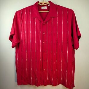 Bobby Chan Silk Shirt Men XXL Red Embroidered 65% Silk 45% Bamboo